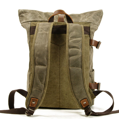 Anti-Theft Waxed Canvas & Genuine Leather Backpack – 20L Roll-Top Rucksack | Peter