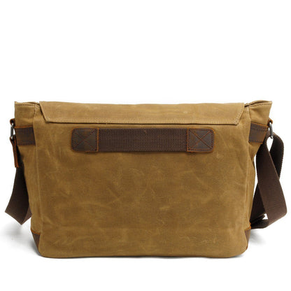 Waxed Canvas & Genuine Leather Messenger Bag – Men's Crossbody Shoulder Bag | Joshua