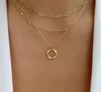 Vintage Gold Layered Chain and Pendant Necklace – Ready to Wear