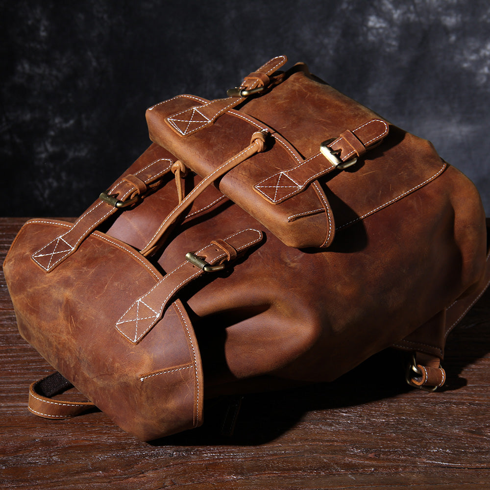 Genuine Leather Backpack – Vintage Rucksack for Men & Women