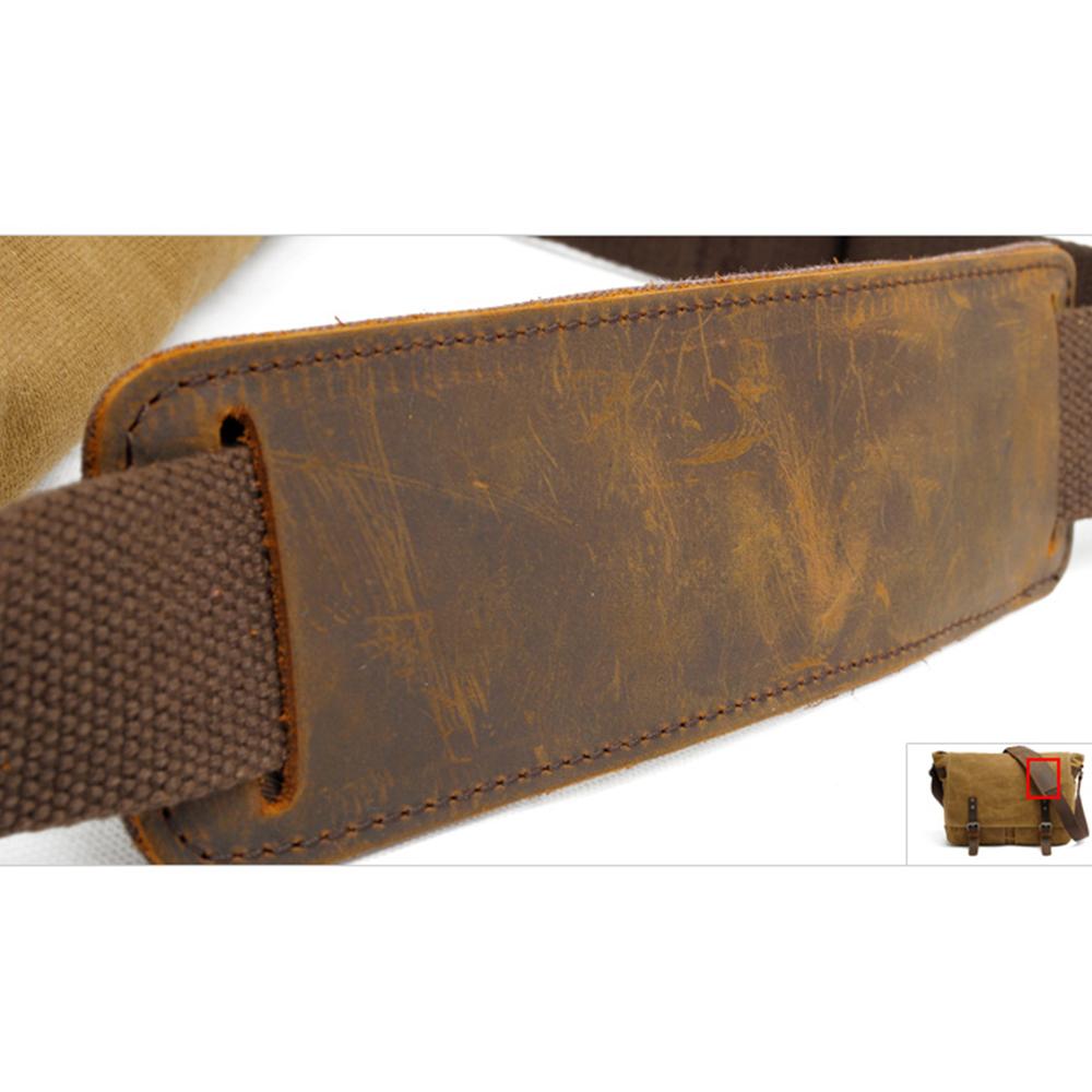 Waxed Canvas & Genuine Leather Messenger Bag – Men's Crossbody Shoulder Bag | Joshua