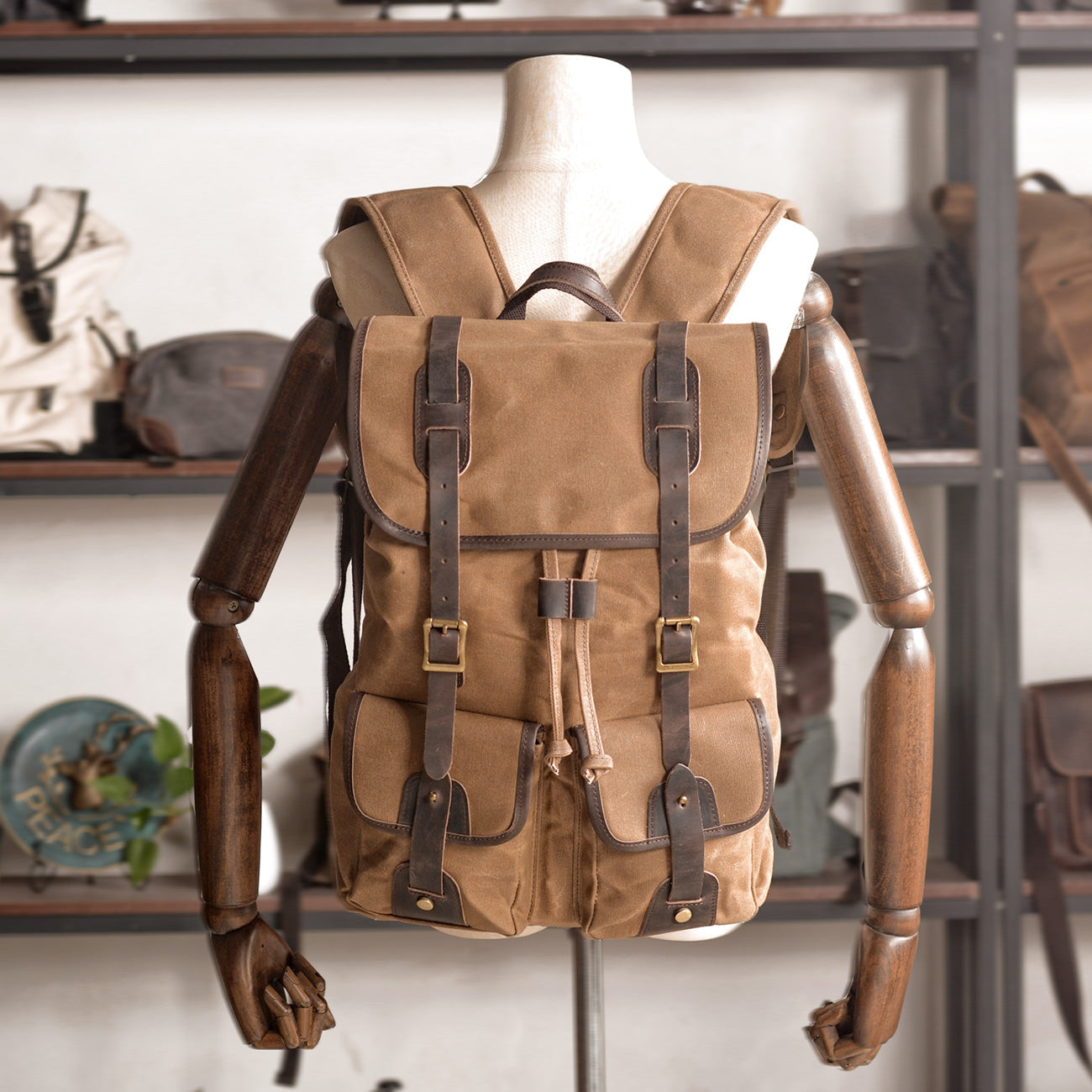 Waxed Canvas & Genuine Leather Travel Backpack – Vintage Rucksack | Marcus