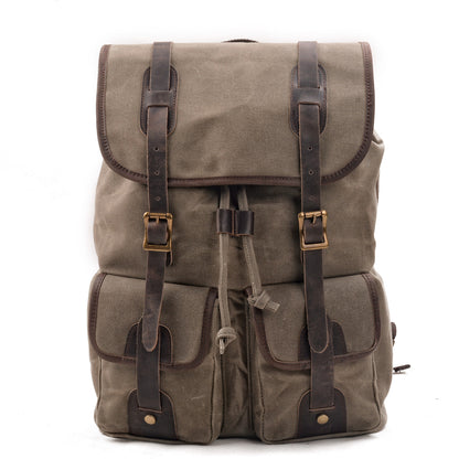 Waxed Canvas & Genuine Leather Travel Backpack – Vintage Rucksack | Marcus