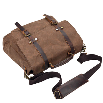 Waxed Canvas & Genuine Leather Messenger Bag – Men's Everyday Shoulder Bag | Ryan
