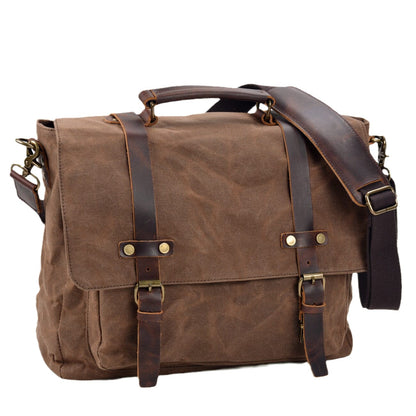 Waxed Canvas & Genuine Leather Messenger Bag – Men's Everyday Shoulder Bag | Ryan