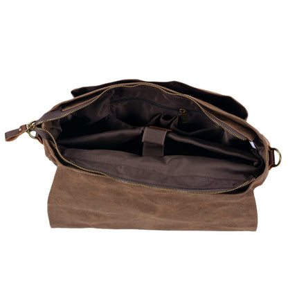 Waxed Canvas & Genuine Leather Messenger Bag – Men's Everyday Shoulder Bag | Ryan