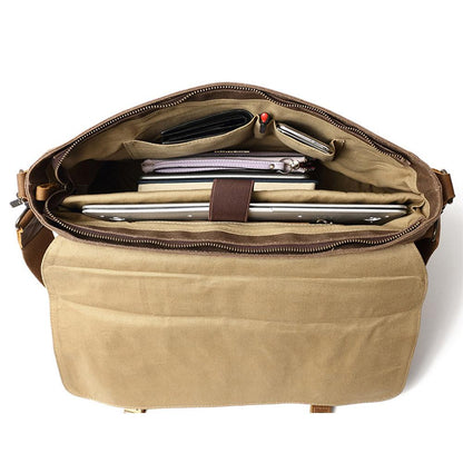 Waterproof Waxed Canvas & Genuine Leather Shoulder Bag – Men's Laptop Messenger Bag | Jack