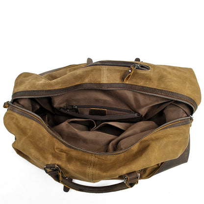 Waxed Canvas & Genuine Leather Travel Bag – 38L Duffle Weekender