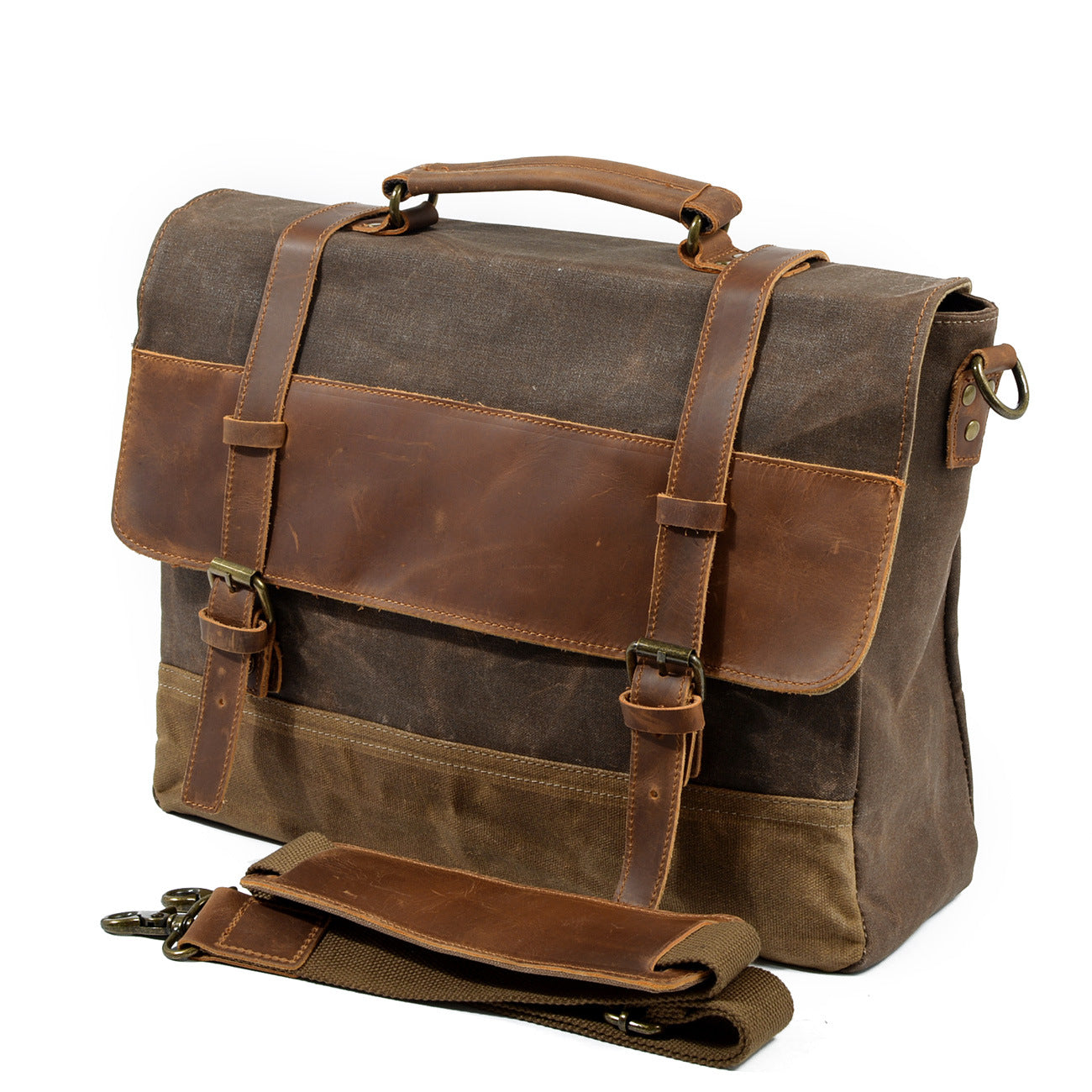 Waterproof Waxed Canvas & Genuine Leather Shoulder Bag – Men's Laptop Messenger Bag | Jack