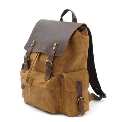 Waxed Canvas & Genuine Leather Backpack – 27L Vintage Rucksack