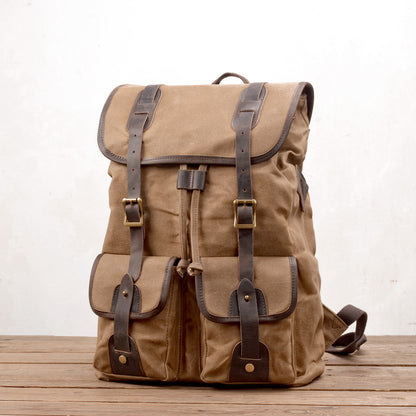 Waxed Canvas & Genuine Leather Travel Backpack – Vintage Rucksack | Marcus