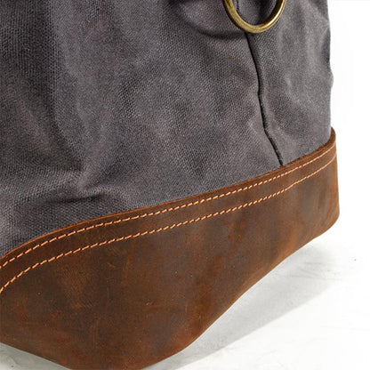 Waterproof Waxed Canvas & Genuine Leather Duffle Bag – 35L Weekender