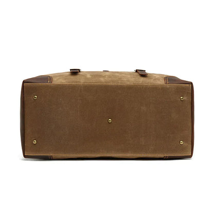 Waterproof Waxed Canvas & Genuine Leather Duffle Bag – 35L Weekender