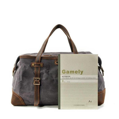 Waterproof Waxed Canvas & Genuine Leather Duffle Bag – 35L Weekender