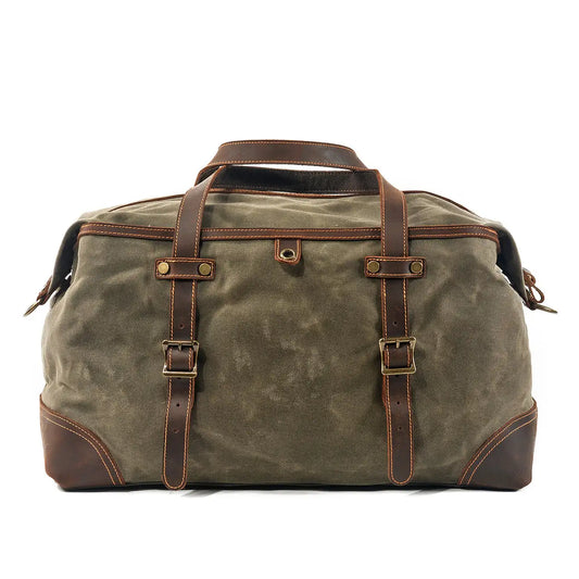 Waterproof Waxed Canvas & Genuine Leather Duffle Bag – 35L Weekender | Anthony