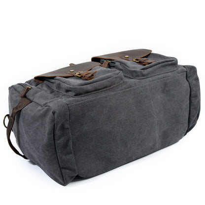 Waxed Canvas & Genuine Leather Duffle Bag – Men's Weekender Travel Bag