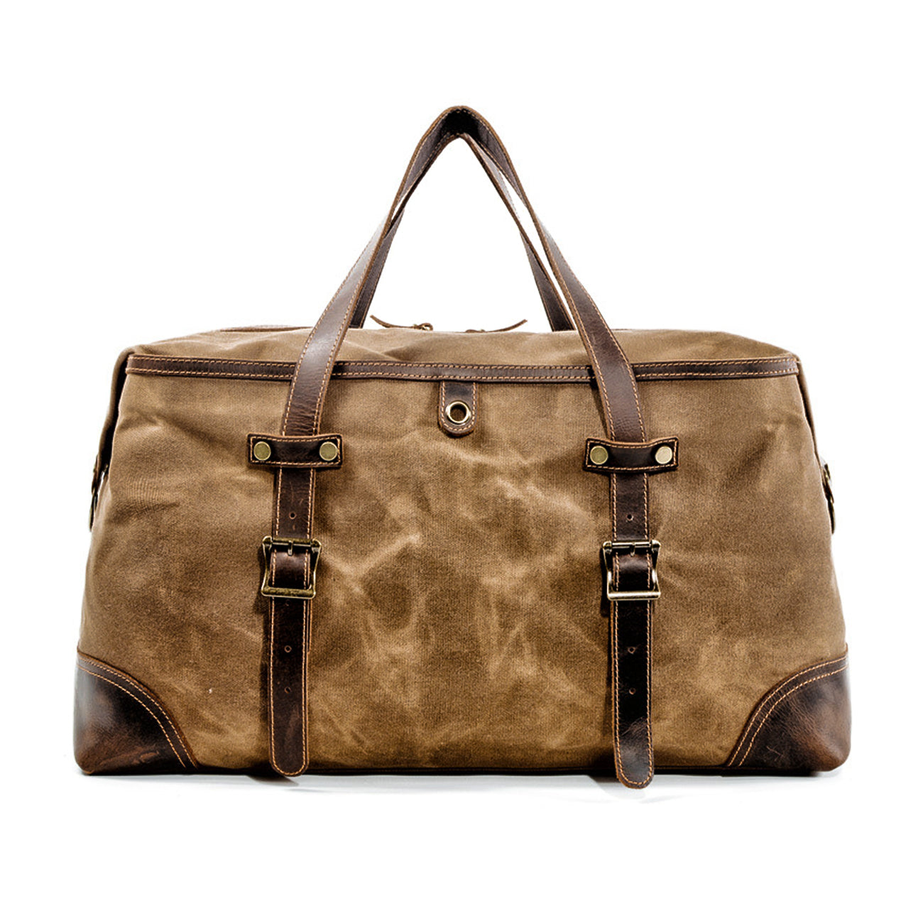 Waterproof Waxed Canvas & Genuine Leather Duffle Bag – 35L Weekender