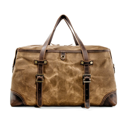 Waterproof Waxed Canvas & Genuine Leather Duffle Bag – 35L Weekender