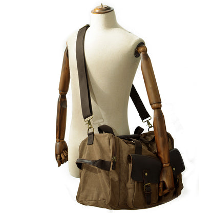 Waxed Canvas & Genuine Leather Duffle Bag – Men's Weekender Travel Bag