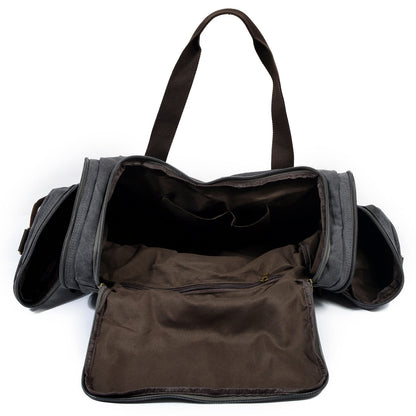 Waxed Canvas & Genuine Leather Duffle Bag – Men's Weekender Travel Bag