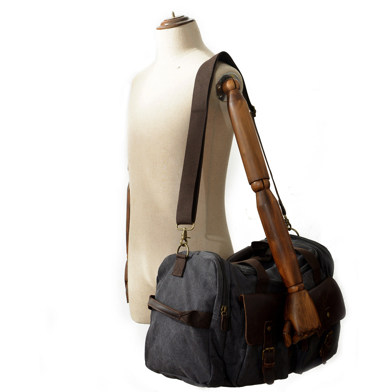 Waxed Canvas & Genuine Leather Duffle Bag – Men's Weekender Travel Bag