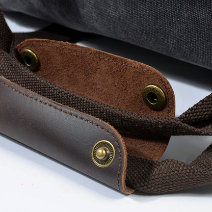 Waxed Canvas & Genuine Leather Duffle Bag – Men's Weekender Travel Bag