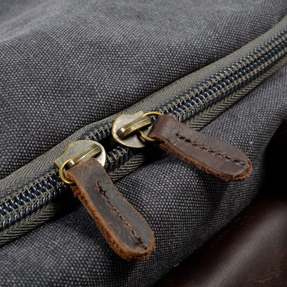Waxed Canvas & Genuine Leather Duffle Bag – Men's Weekender Travel Bag
