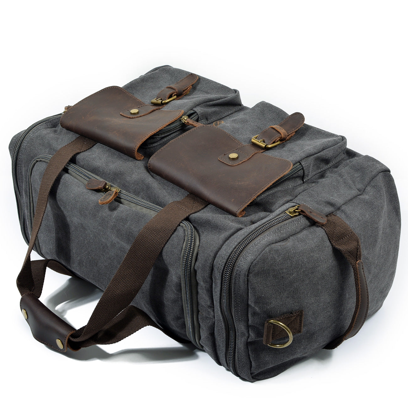 Waxed Canvas & Genuine Leather Duffle Bag – Men's Weekender Travel Bag