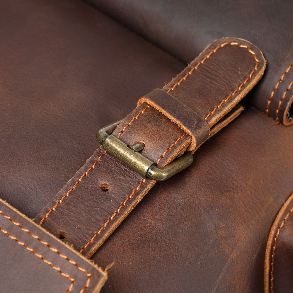 Genuine Leather Laptop Backpack – 23L Vintage Rucksack for Men | Charles