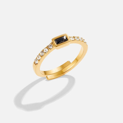 Wren Onyx Ring – 18K Gold Black Stone Adjustable Ring (One Size)