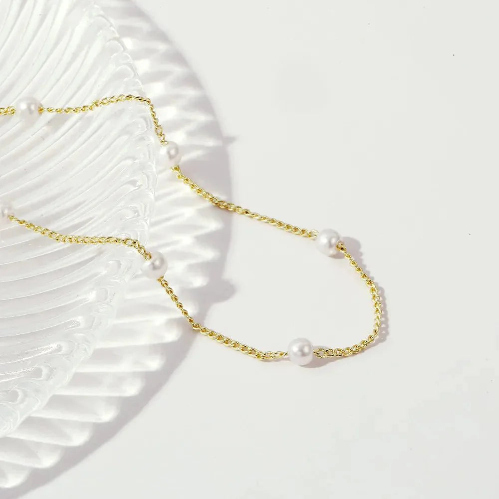 Rhea freshwater pearl anklet – 18K gold ankle bracelet