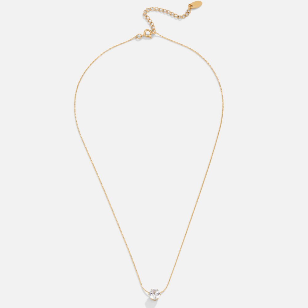 Yara Circle Necklace – 18K Gold Crystal Circle Pendant Necklace