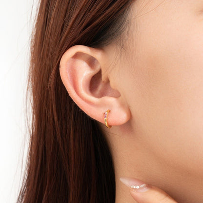 Zara Mini Huggies – 925 Sterling Silver Crystal Huggie Hoop Earrings